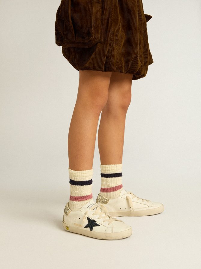 Junior Super-Star in leather with glitter star and heel tab - Image 3