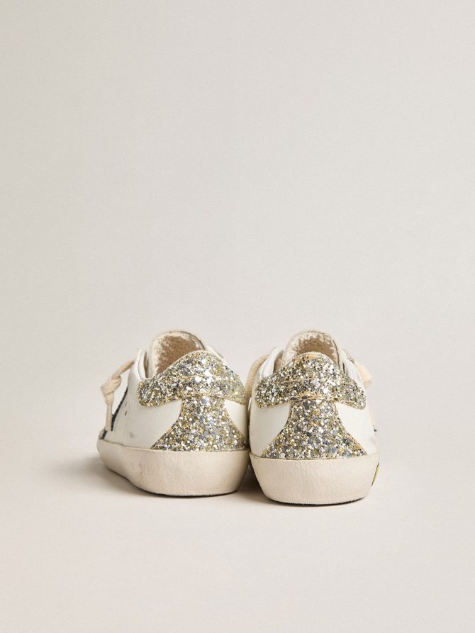 Junior Super-Star in leather with glitter star and heel tab - Image 4