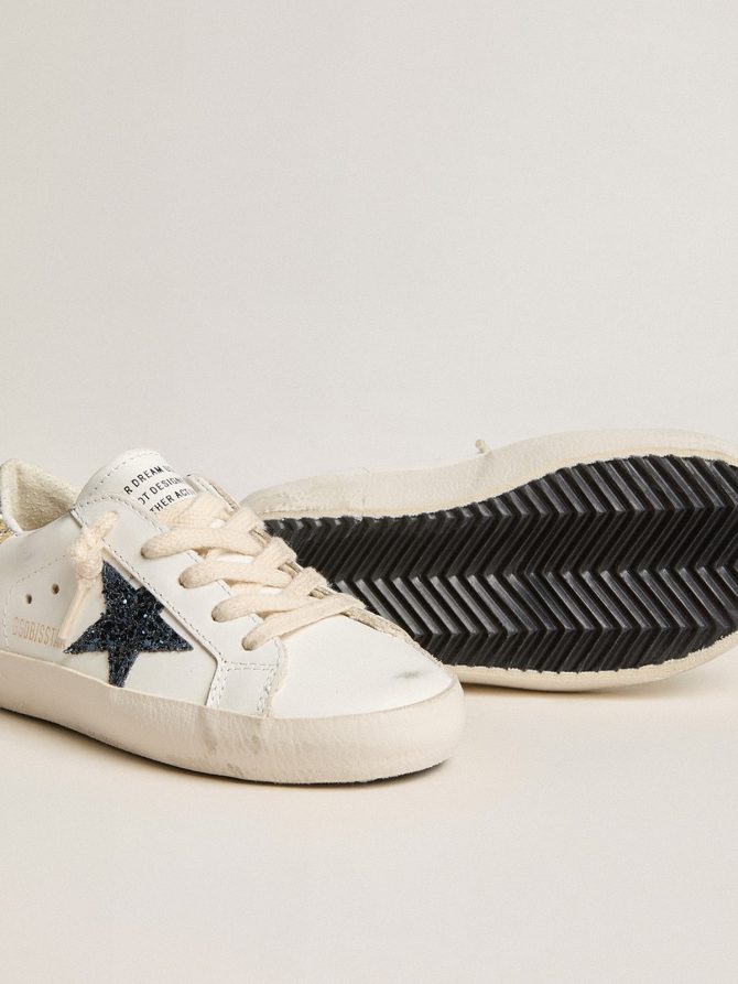 Junior Super-Star in leather with glitter star and heel tab - Image 5