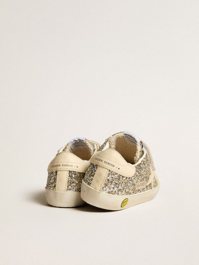 Old School Junior in platinum glitter with leather star and heel tab - Image 4