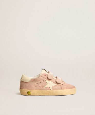 Old School Junior in pink suede with cream leather star and heel tab