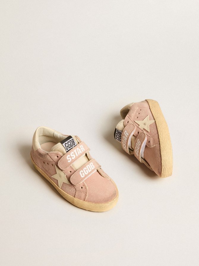 Old School Junior in pink suede with cream leather star and heel tab - Image 2