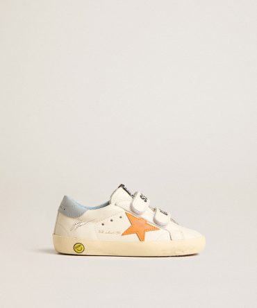 Junior Old School in leather with orange star and baby blue heel tab