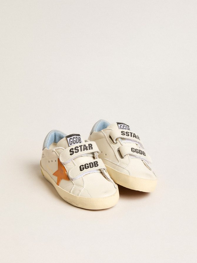 Junior Old School in leather with orange star and baby blue heel tab - Image 2