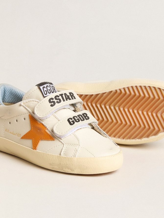 Junior Old School in leather with orange star and baby blue heel tab - Image 4