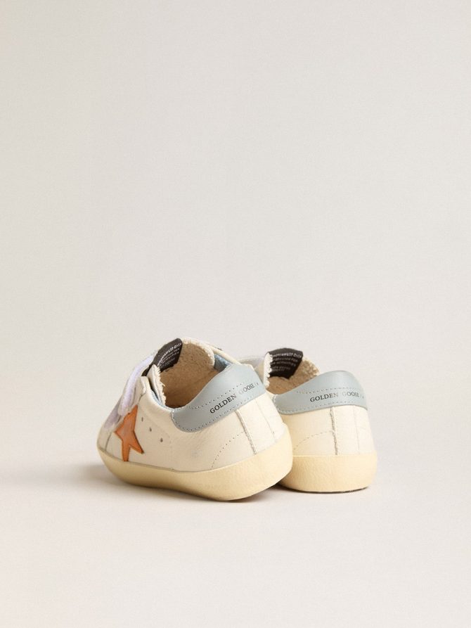 Junior Old School in leather with orange star and baby blue heel tab - Image 5