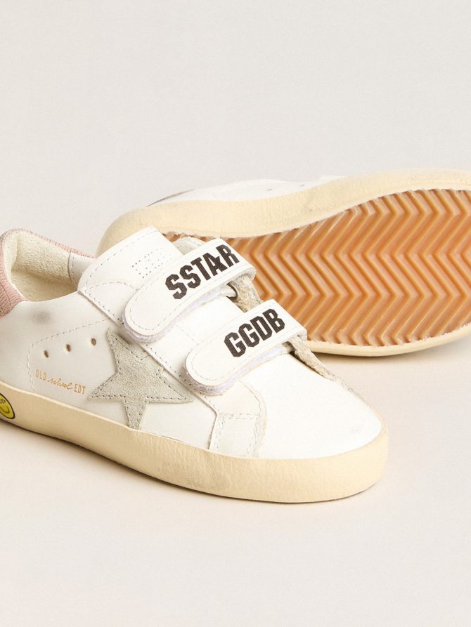 Junior Old School in leather with gray suede star and old rose heel tab - Image 4