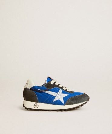 Marathon Junior in blue nylon with printed star and leather heel tab
