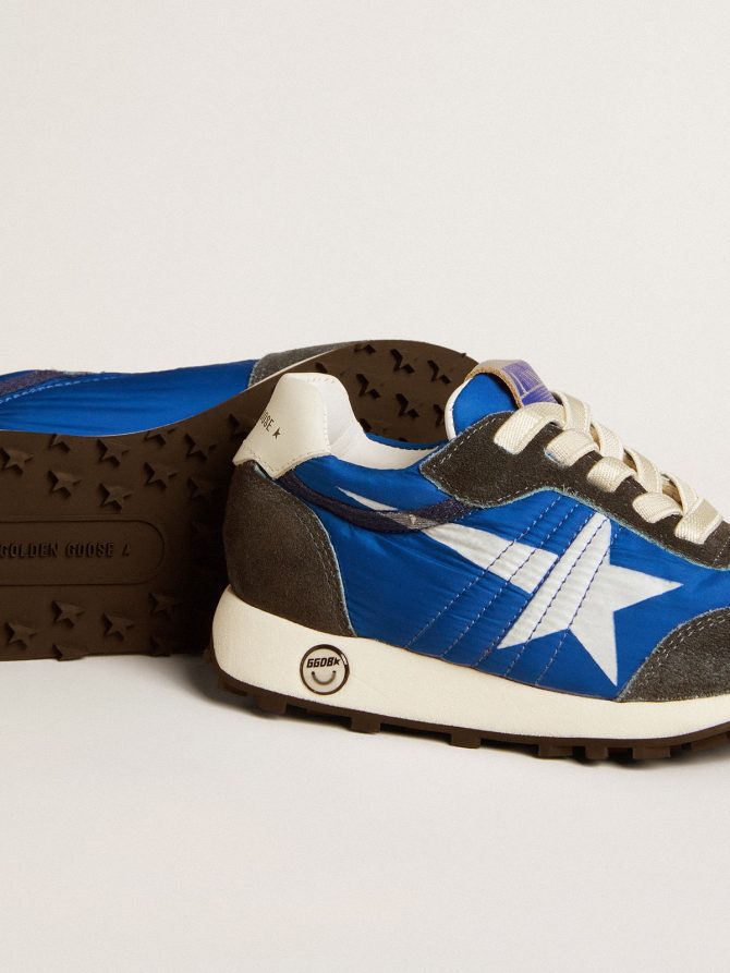 Marathon Junior in blue nylon with printed star and leather heel tab - Image 3