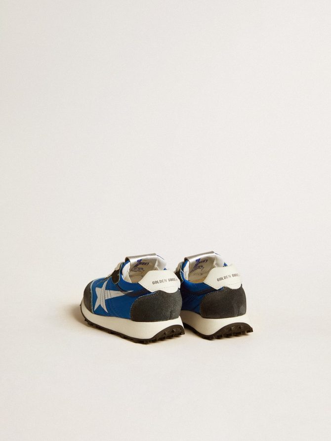 Marathon Junior in blue nylon with printed star and leather heel tab - Image 4