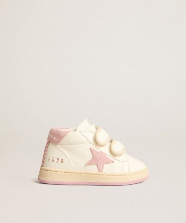June Junior in nappa leather with old rose suede star and heel tab