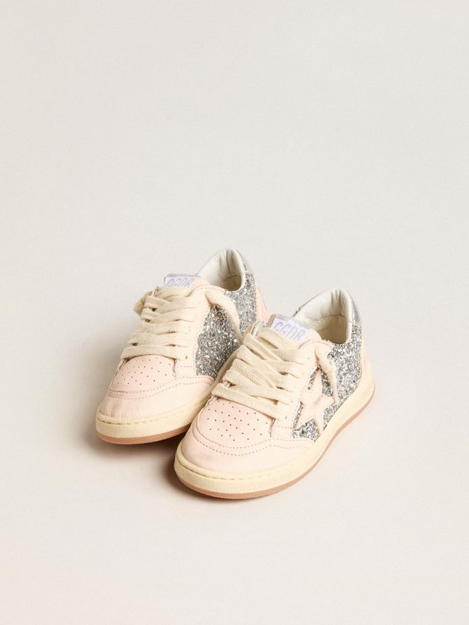 Junior Ball Star in glitter with silver metallic leather heel tab - Image 2