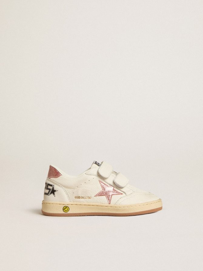 Ball Star Junior in nappa with peach-pink glitter star and heel tab