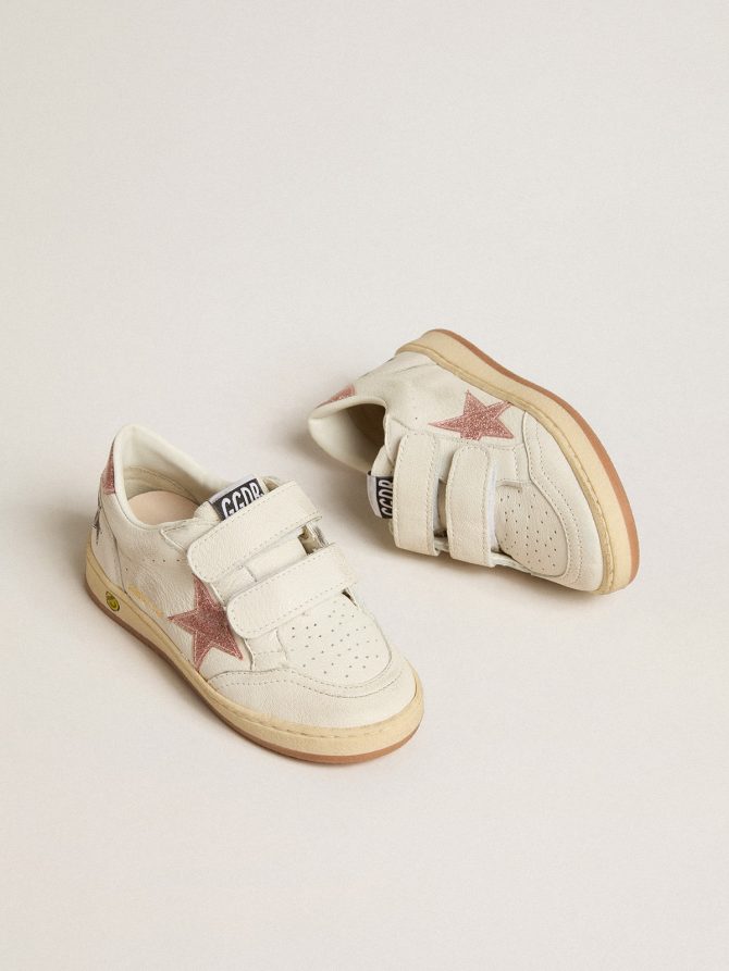 Ball Star Junior in nappa with peach-pink glitter star and heel tab - Image 2