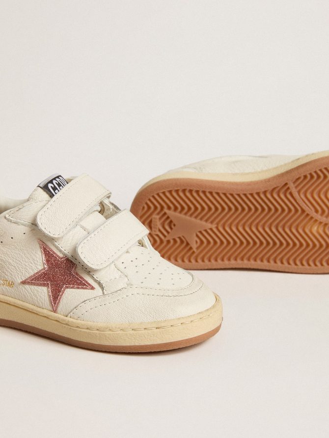 Ball Star Junior in nappa with peach-pink glitter star and heel tab - Image 3