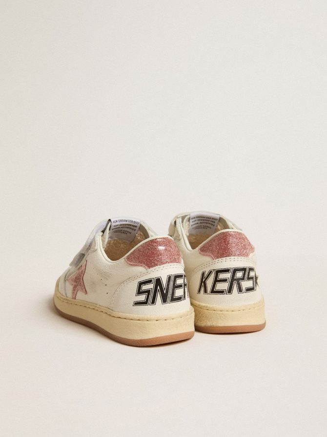 Ball Star Junior in nappa with peach-pink glitter star and heel tab - Image 4