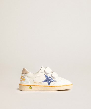 Junior Ball Star with blue glitter star and beige suede heel tab