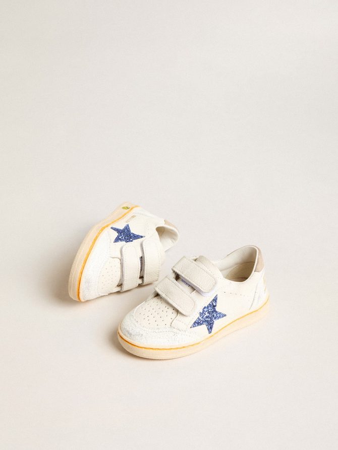 Junior Ball Star with blue glitter star and beige suede heel tab - Image 2