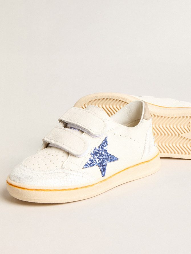 Junior Ball Star with blue glitter star and beige suede heel tab - Image 4