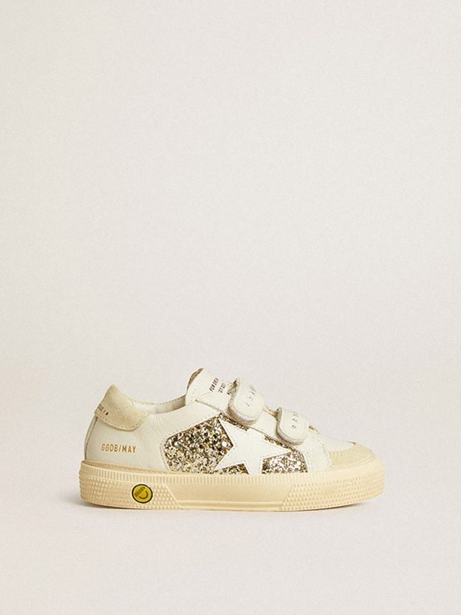 May School Junior in glitter with leather star and suede heel tab - Image 2