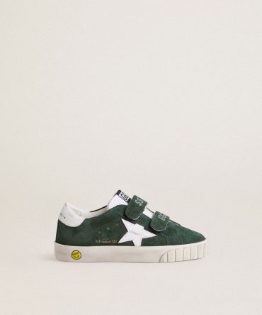 Old School Junior in green suede with white leather star and heel tab