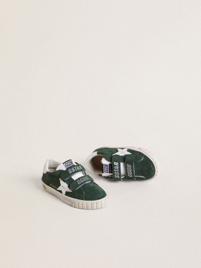 Old School Junior in green suede with white leather star and heel tab - Image 2