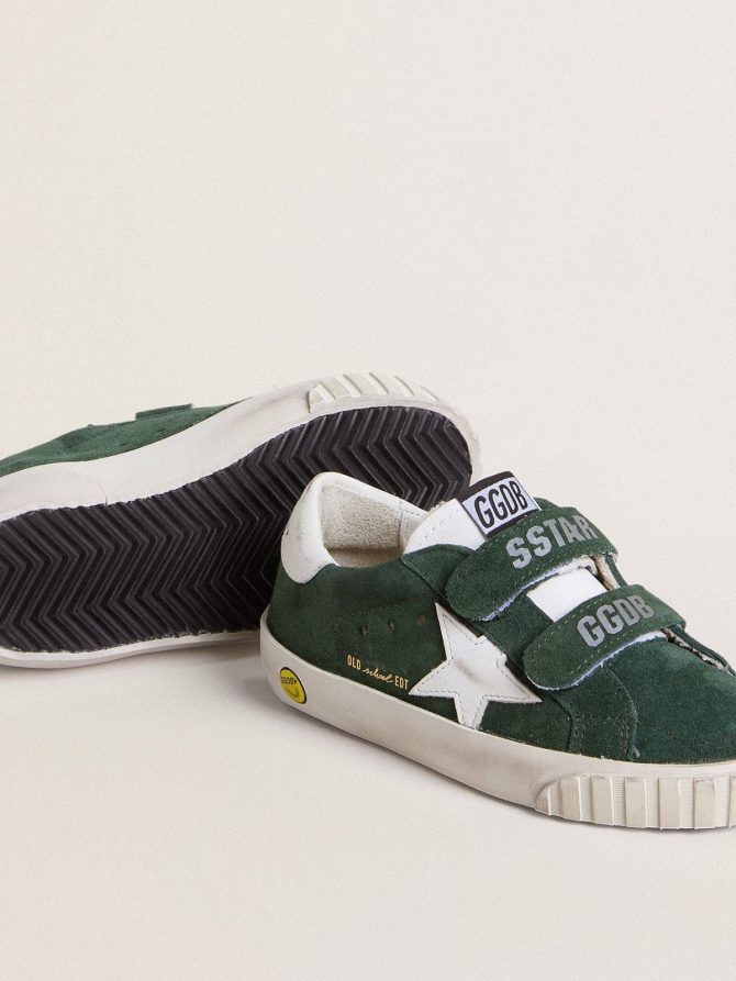 Old School Junior in green suede with white leather star and heel tab - Image 3