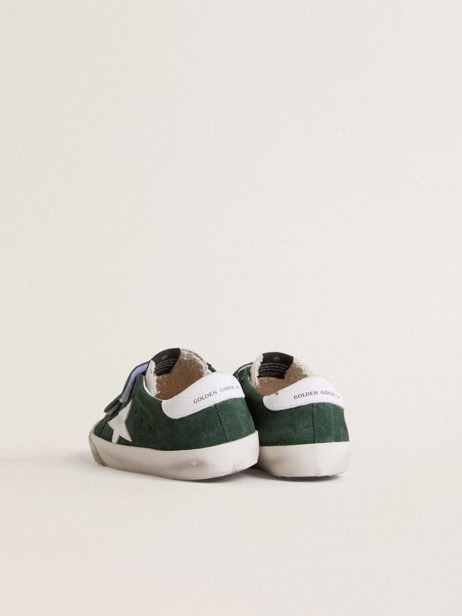Old School Junior in green suede with white leather star and heel tab - Image 4