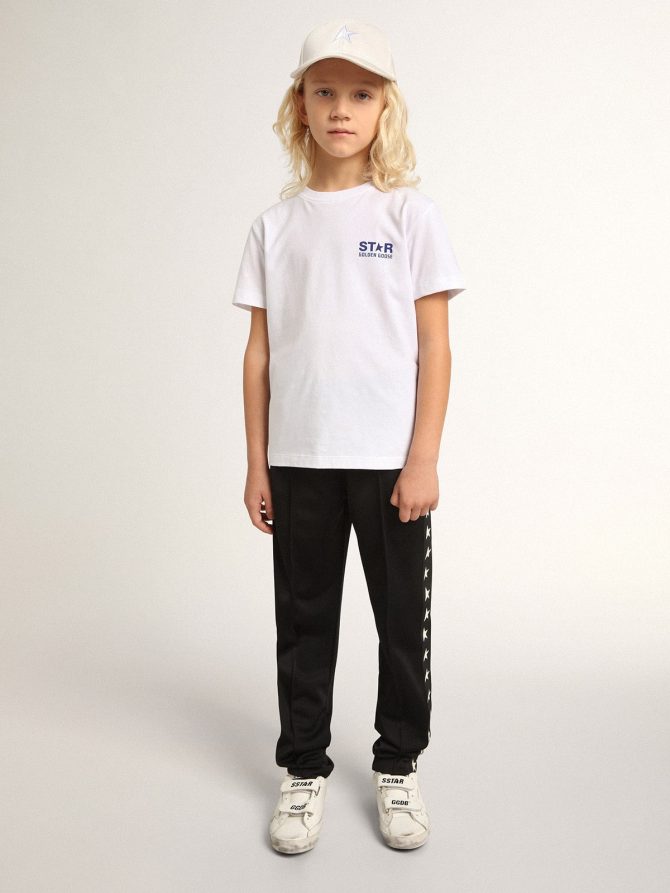 Boys’ white T-shirt with contrasting dark blue logo and star - Image 4