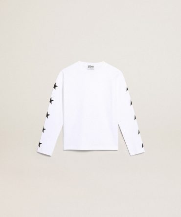 White long-sleeved T-shirt with contrasting black stars