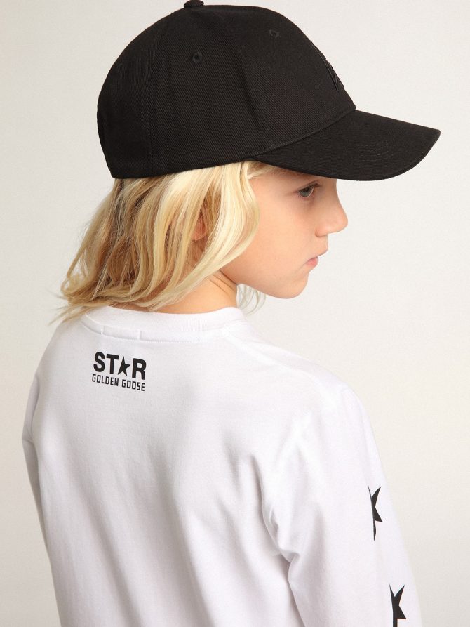 White long-sleeved T-shirt with contrasting black stars - Image 3