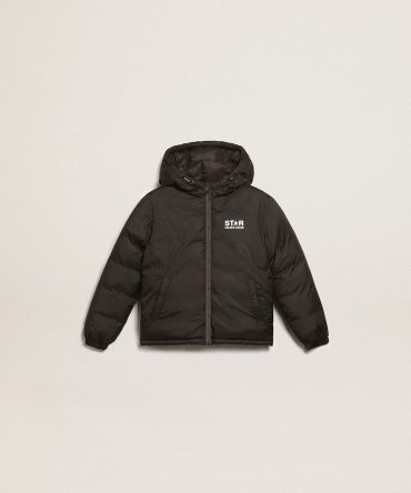 Black jacket with hood and maxi star on the back