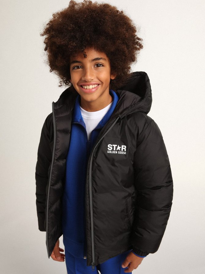 Black jacket with hood and maxi star on the back - Image 2