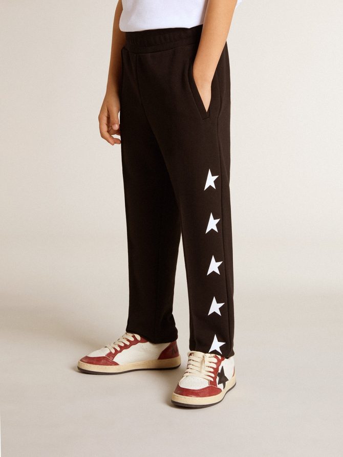Boys’ black joggers with white stars - Image 3