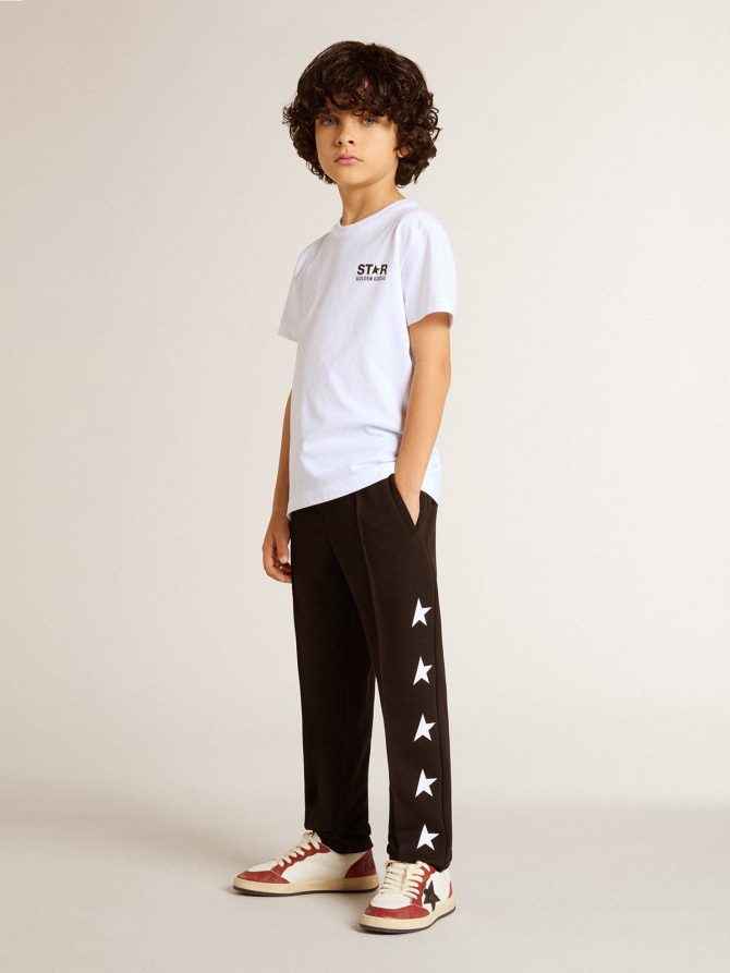 Boys’ black joggers with white stars - Image 4