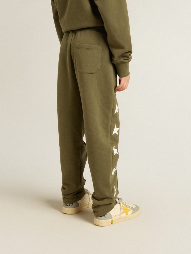 Boys’ military-green joggers with white stars - Image 5
