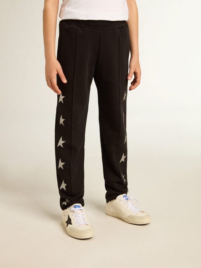Boys’ black joggers with white stars - Image 2