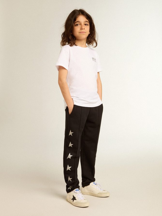 Boys’ black joggers with white stars - Image 3