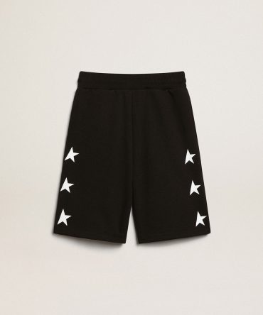 Boys’ black Bermuda shorts with white stars