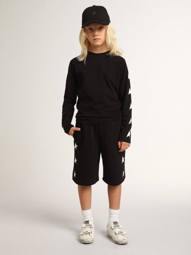 Boys’ black Bermuda shorts with white stars - Image 3