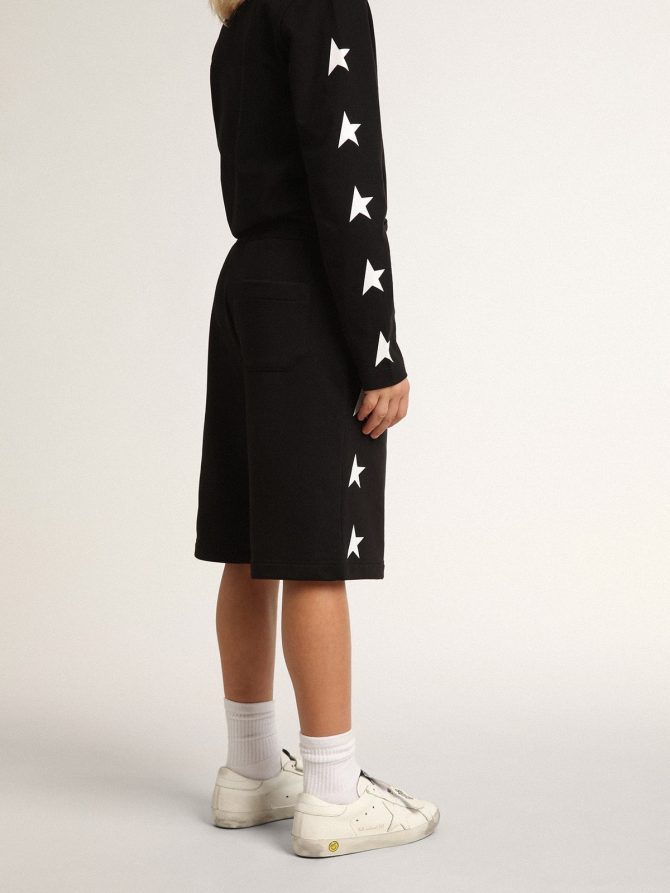 Boys’ black Bermuda shorts with white stars - Image 4