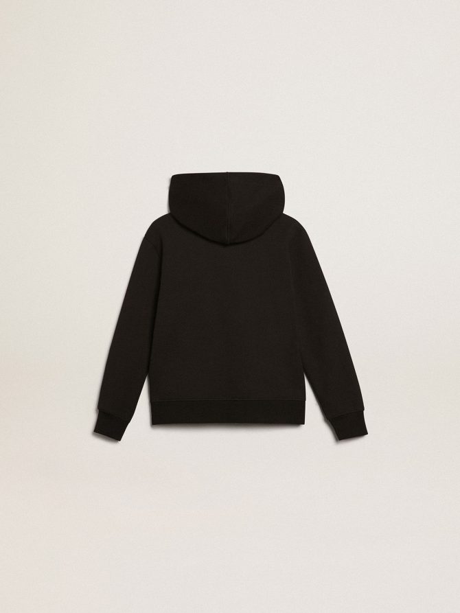 Black hooded sweatshirt with contrasting white star and logo - Image 6