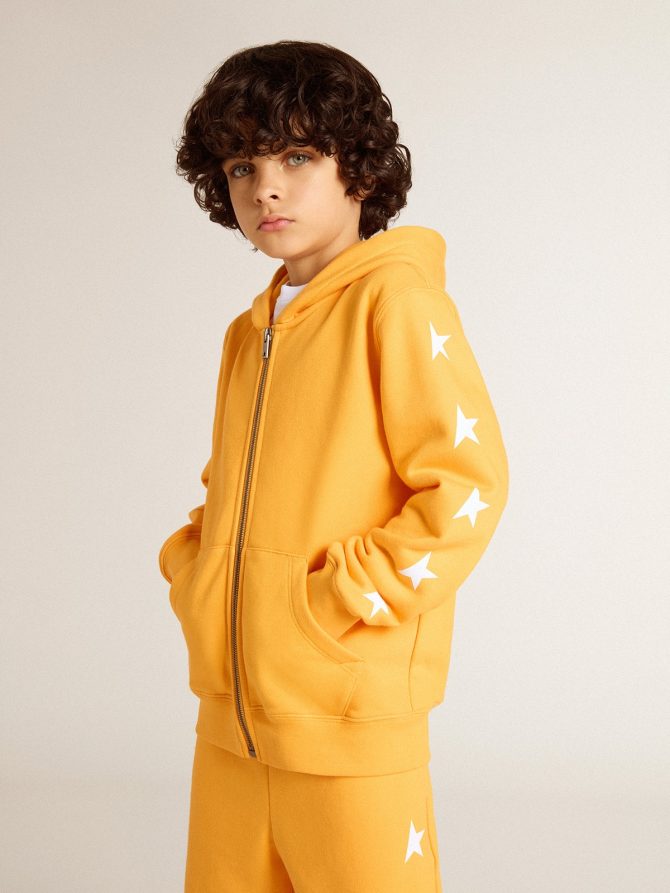 Boys’ orange sweatshirt with zip fastening - Image 2