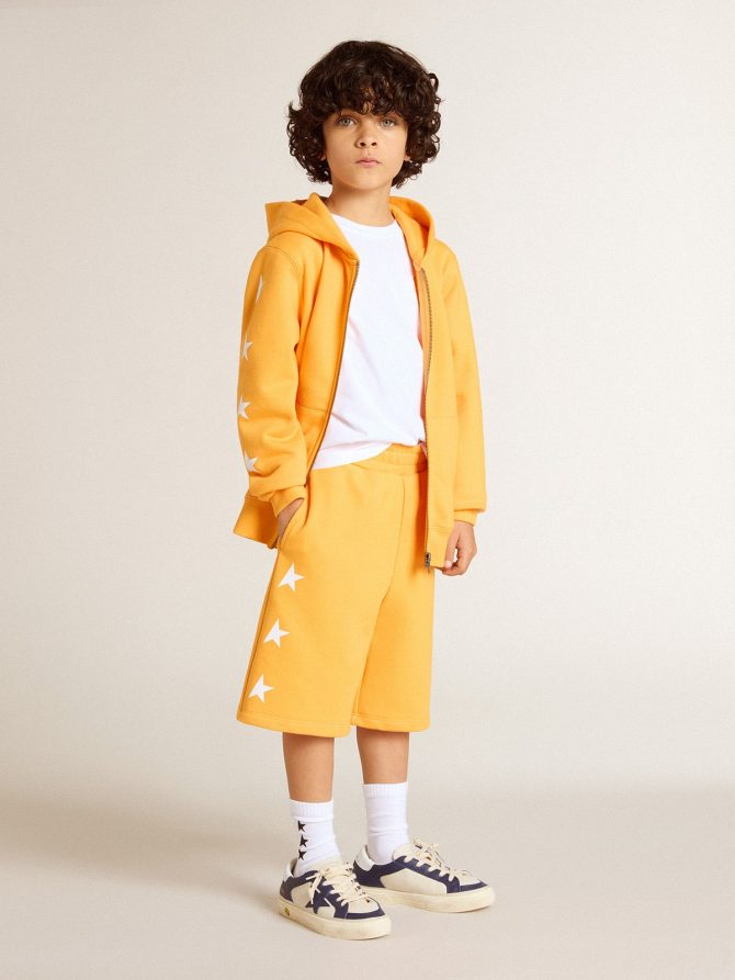 Boys’ orange sweatshirt with zip fastening - Image 3
