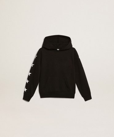 Boys’ hooded sweatshirt in black with contrasting white stars
