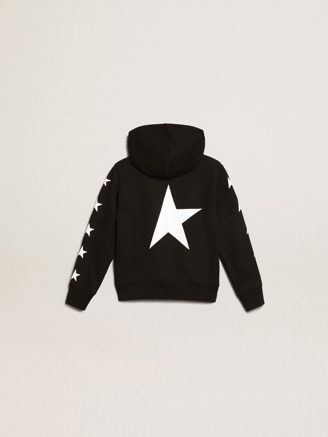 Boys’ hooded sweatshirt in black with contrasting white stars - Image 5