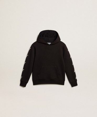 Boys’ hooded sweatshirt in black with contrasting silver stars