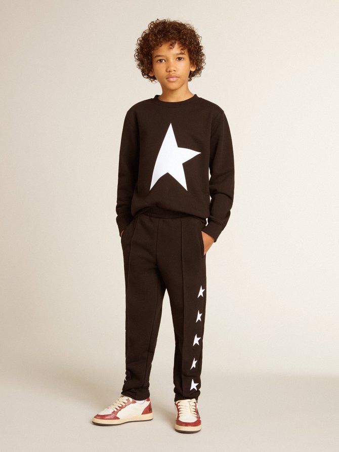 Boys’ black sweatshirt with white maxi star on the front - Image 4