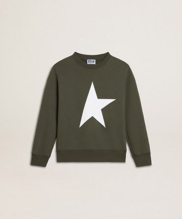 Boys’ dark green sweatshirt with white maxi star on the front