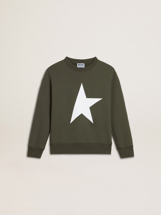 Boys’ dark green sweatshirt with white maxi star on the front